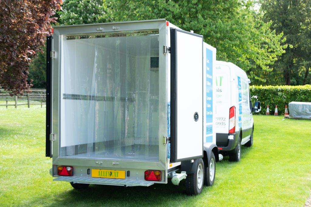 The opened rear of a refrigerated Trailer